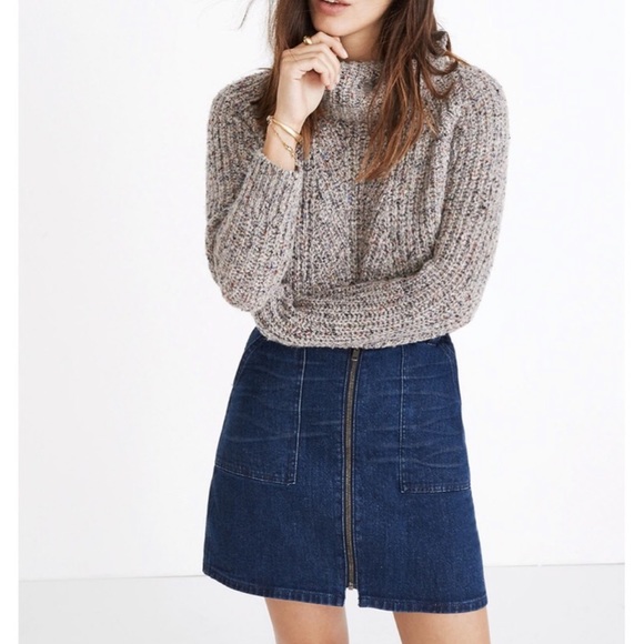 Madewell, zip up, Jean Skirt